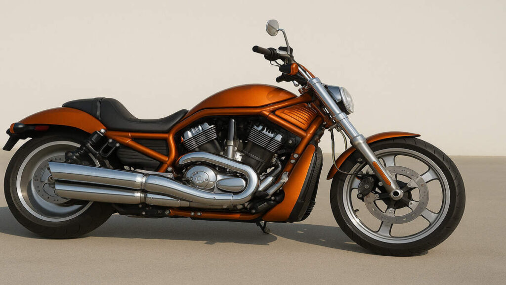 Harley-Davidson V-Rod orange side view motorcycle