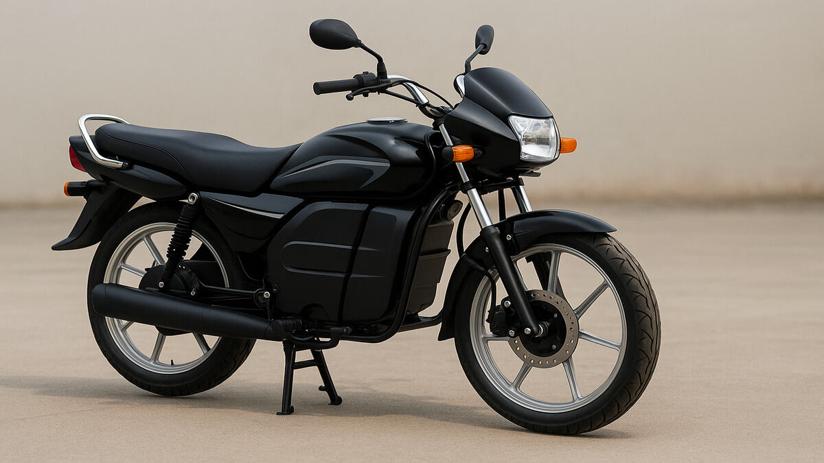 Hero Splendour Electric bike on a plain background