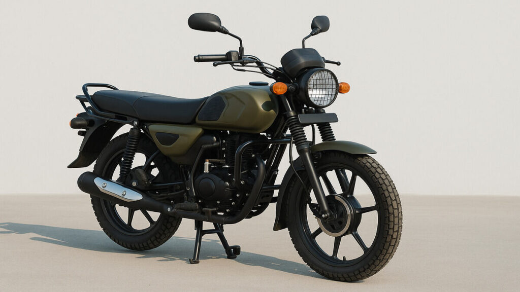 Bajaj CT 110X motorcycle in matte green on a clean plain background