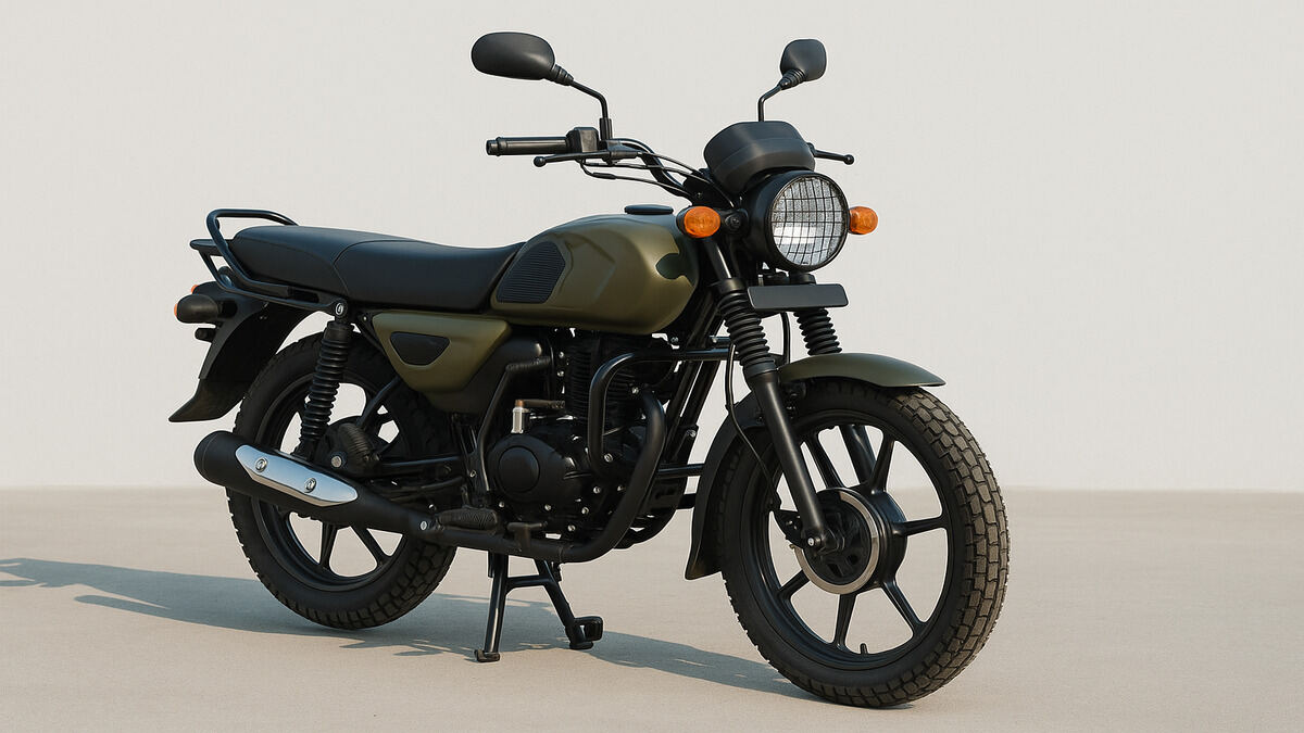 Bajaj CT 110X motorcycle in matte green on a clean plain background