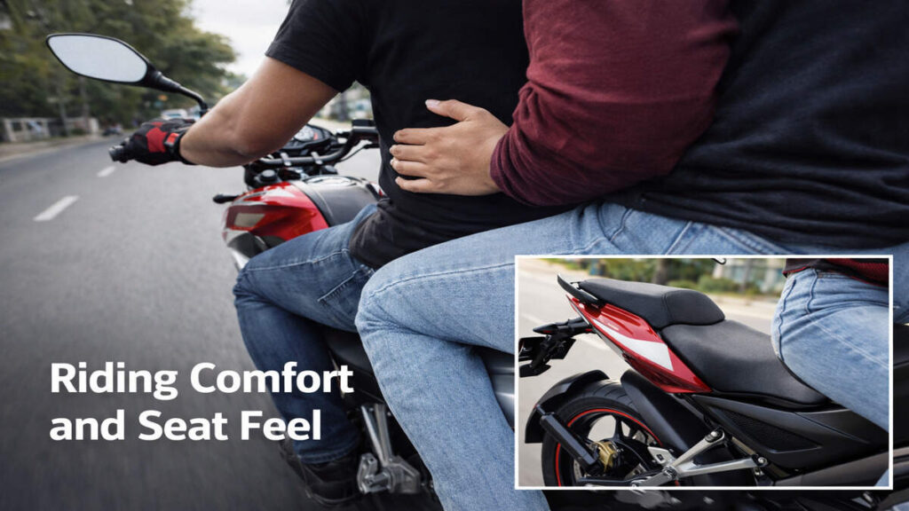 Bajaj Pulsar NS200 riding comfort and seat feel with pillion