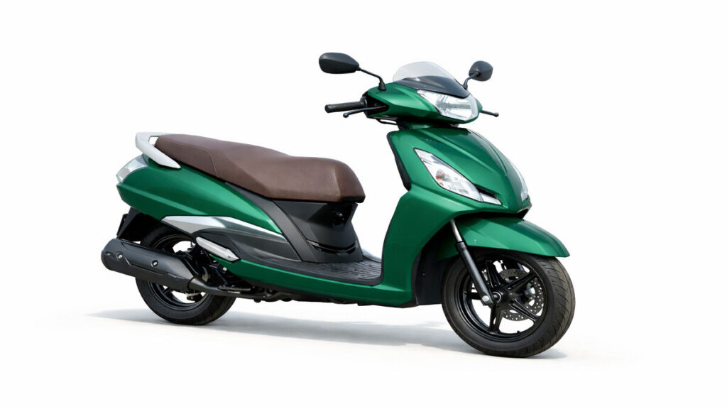 TVS Jupiter 125 scooter in green colour on a plain white background