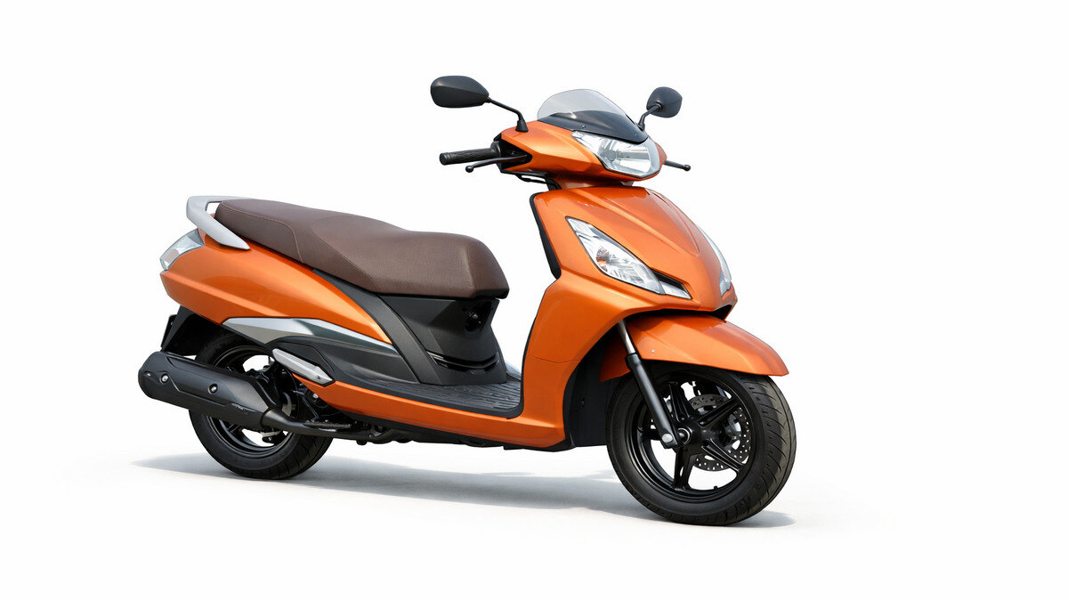 TVS Jupiter 125 scooter in orange colour on a clean white background