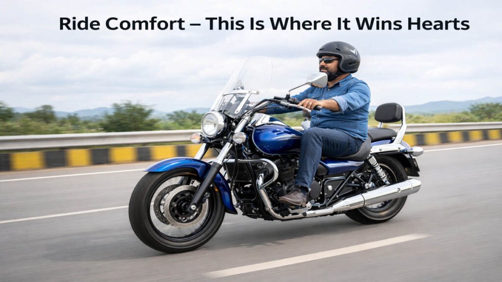 Bajaj Avenger 400 Cruise riding on highway showing comfortable seating posture