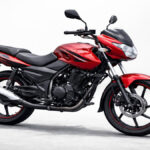 Bajaj Pulsar 125 in red color on plain background side view