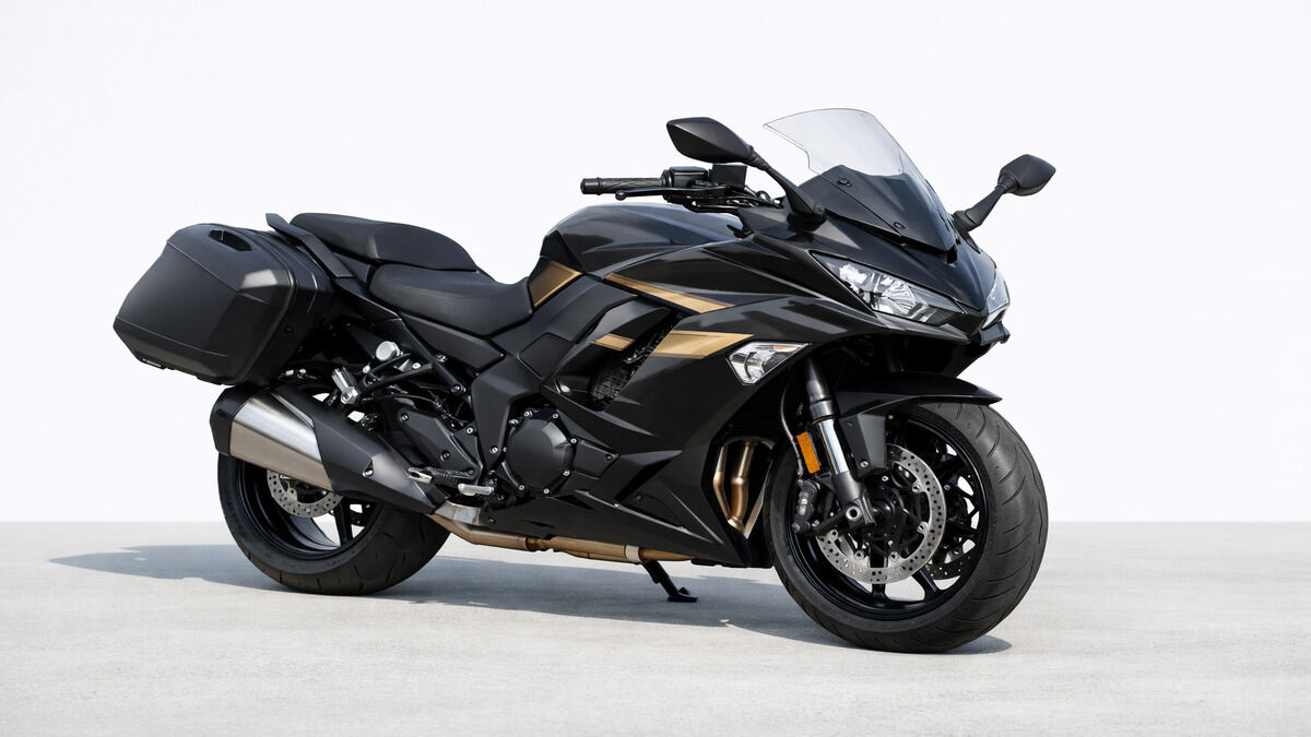 Kawasaki Ninja 1100SX sport touring motorcycle side view on plain background